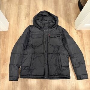 Levi's Black Hooded Puffer Jacket